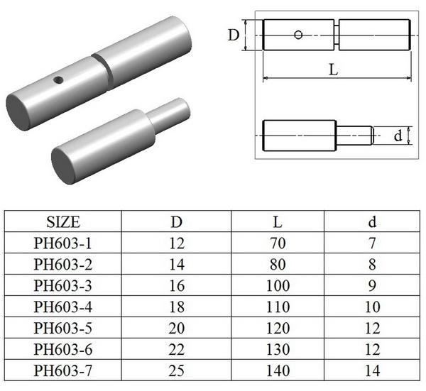 Welding hinge piston hinge PH603, self color or zinc plating, size 70140mm