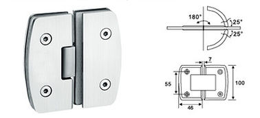 Bathroom glass clamp RS1813, 90# Camber 180 degree, stainless steel 304, satin or mirror