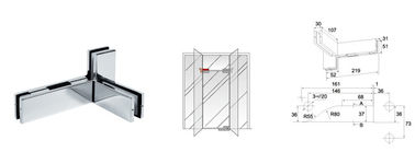 Glass Patch Fitting A-040LB, Material aluminium, steel, stainless steel, finishing satin, mirror