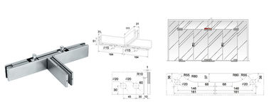 Glass Patch Fitting A-043, Material aluminium, steel, stainless steel, finishing satin, mirror