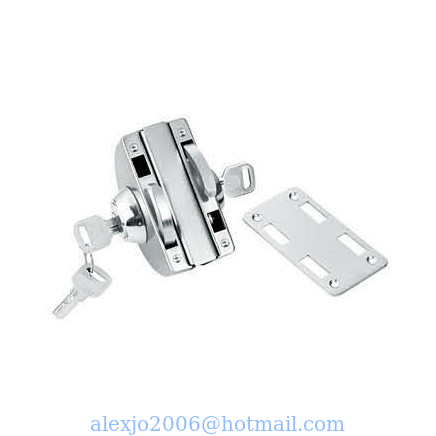 Glass door locks LC-001A, stainless steel 304 plate, finishing satin or mirror