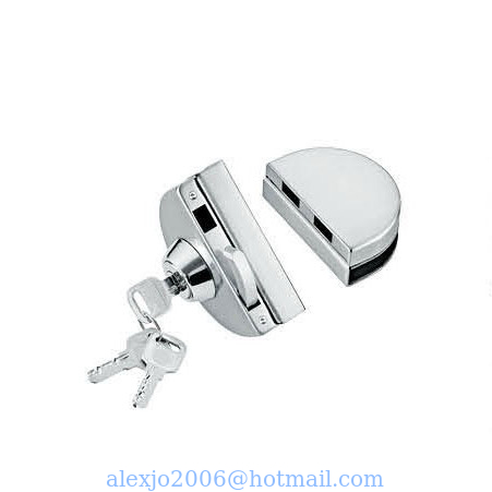 Glass door locks LC-002, stainless steel 304 plate, finishing satin or mirror
