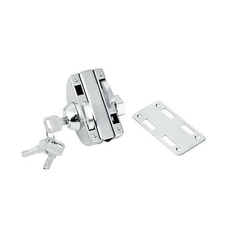 Glass door locks LC-010A, stainless steel 304 plate, finishing satin or mirror