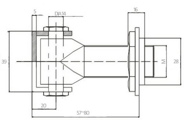 Welding hinge bolt hinge SH602, SIZE: M16, M20, finishing zinc plating