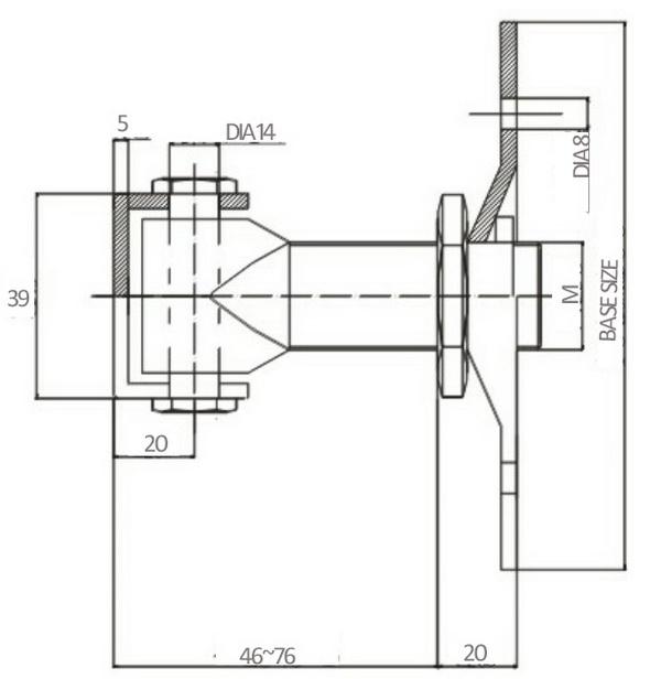 Welding hinge bolt hinge SH601, M16, M20, Material Iron, zinc plating color