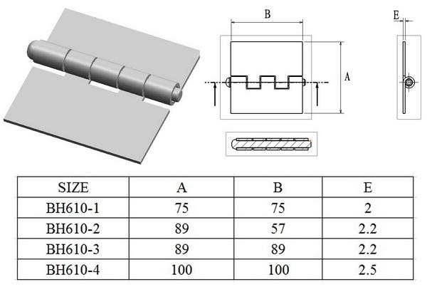 Welding hinge butt hinge BH610, 75X75mm, 89X57mm, 89X89mm, 100X100mm