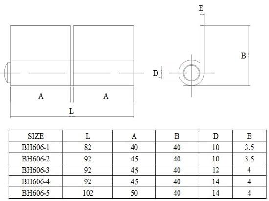 Welding hinge butt hinge BH606, material steel, color: self color, zinc plating