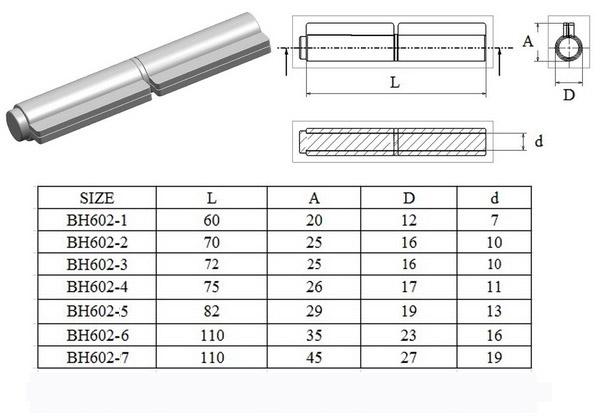 Flag Welding hinge (BH602,12X20X60mm, 16X25X70mm, 16X25X72mm)，double flag, self color or zinc plating